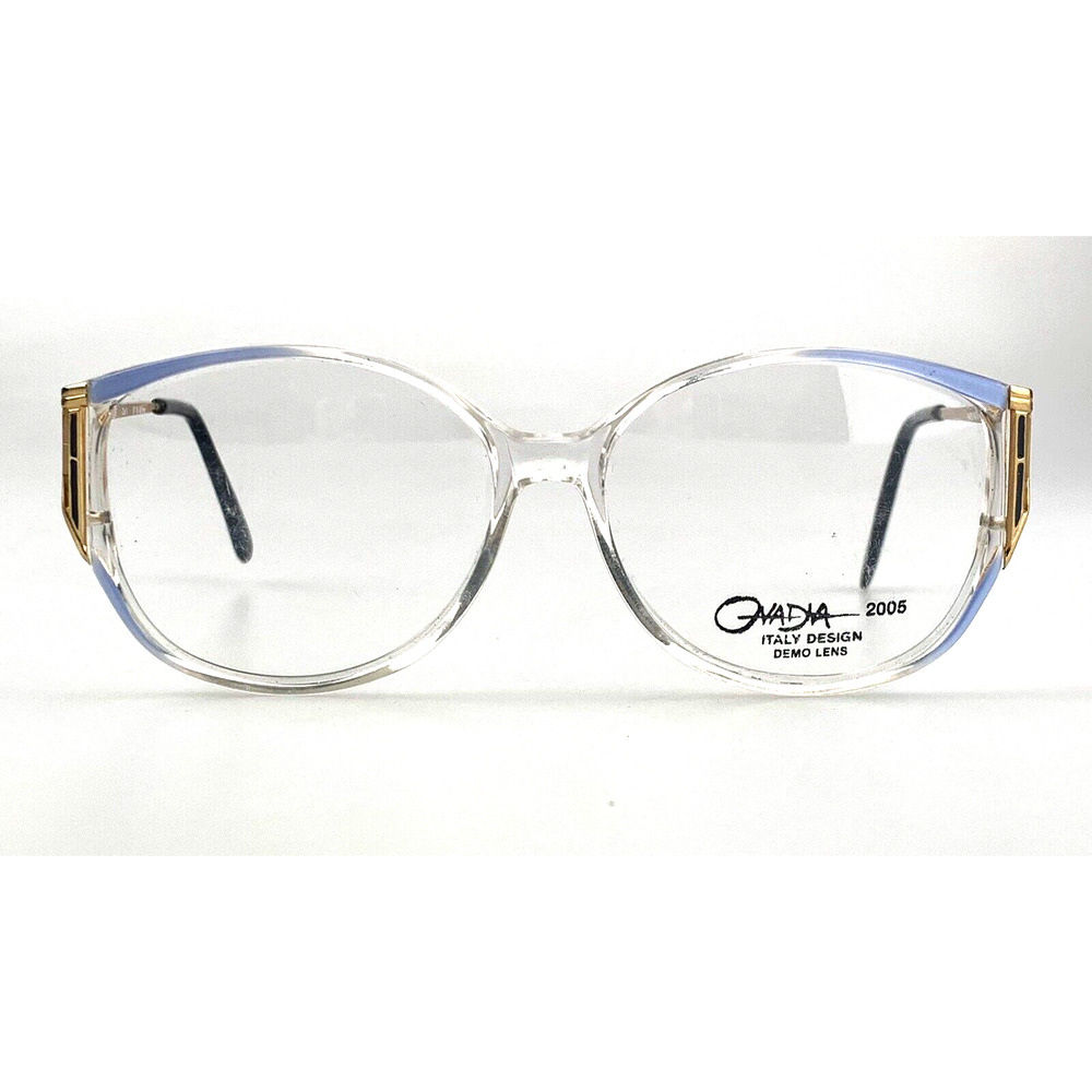 Vintage Ovadia Eyeglasses Clear Oversized Blue Gold 2005 NOS